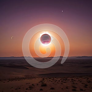 Solar Eclipse Over Desert Landscape