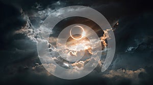 solar eclipse ring of fire dramatic clouds