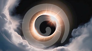 Solar Eclipse of the Sun on a Cloudy Day