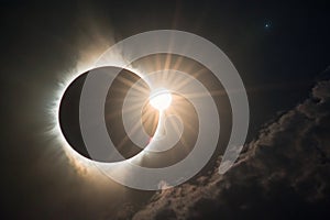 Solar eclipse with sun and moon photo