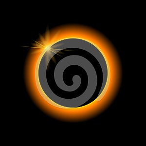 Solar eclipse vector. Lunar eclipse on dark background