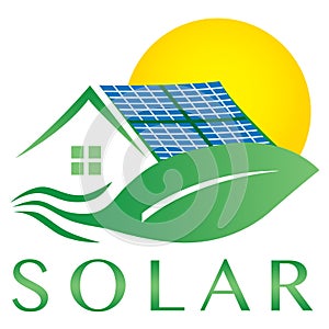 Solar electricity energy powered house logo icon