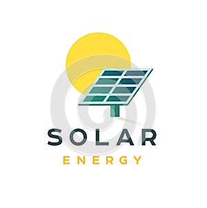 Solar energy badge concept. flat logo for a green energy company.