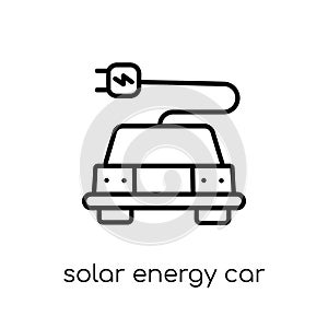 Solar energy car icon. Trendy modern flat linear vector Solar en
