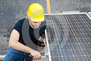 Solar Energy - Electrician Working