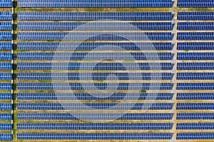 Solar energy farm producing clean renewable energy from the sun . Thousands of solar panels, Photovoltaic solar cells , huge solar