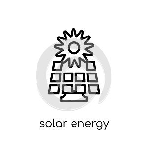 Solar energy icon. Trendy modern flat linear vector Solar energy