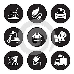 Solar energy icons set