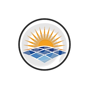 Solar Energy Logo Icon, Sunrise icon vector design template, summer symbol, Solar Sun Panel Logo Icon, Sun solar panel logo