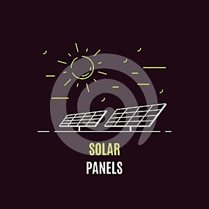 Solar energy logo template, flat style icon design.