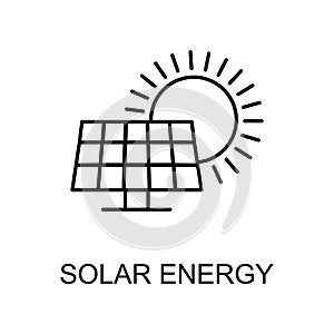 solar energy outline icon. Element of enviroment protection icon with name for mobile concept and web apps. Thin line solar energy
