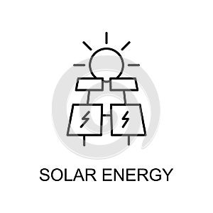 solar energy outline icon. Element of enviroment protection icon with name for mobile concept and web apps. Thin line solar energy