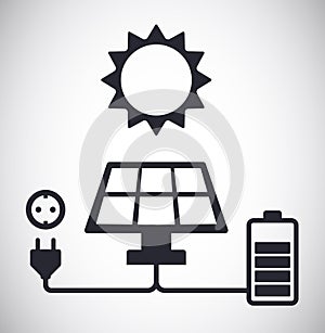 Solar energy panel battery charging and power plug concept vector design