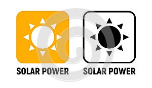Solar energy panel icon. Solar power battery light isolated design