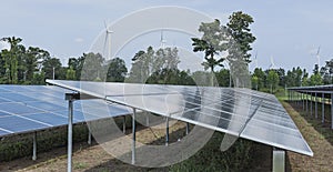 Solar farms and wind power plants photo