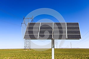 Solar energy panel on the prairie