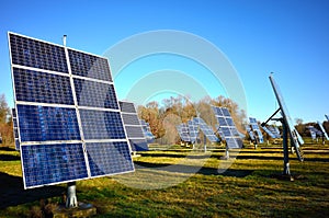 Solar energy modules erected in field