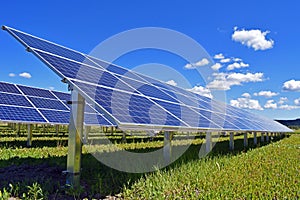 Solar energy panels with beautiful sky