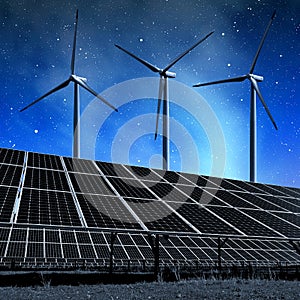 Solar energy panels and wind turbines