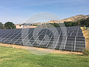 Solar energy park with hundreds of solar panels