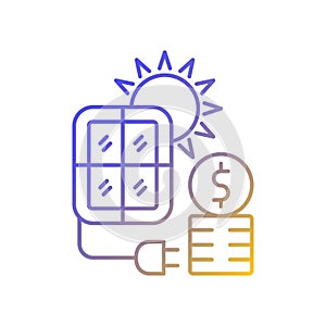 Solar energy price gradient linear vector icon