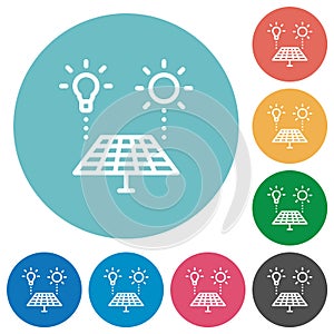 Solar energy recycling flat round icons