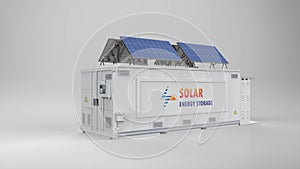 Solar energy storage system or battery container unit 4k footage