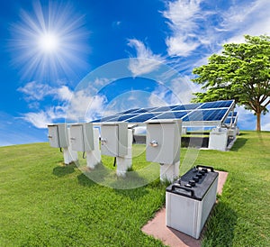 Solar energy system against sunny sky