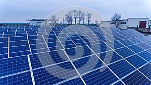 Solar environmental electricity panels. Ecology green renewable electicity industry.