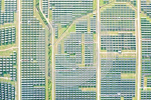 Solar farm in aerial view.