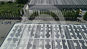 Solar Farm Industrial Building Aerial View