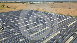 Solar Farm Industrial Building Aerial View