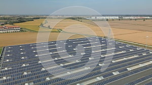 Solar Farm Industrial Building Aerial View