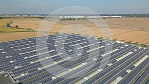 Solar Farm Industrial Building Aerial View