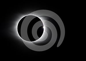 Solar flare and diamond ring around eclipse