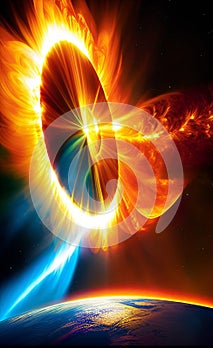 Solar flare illustration Artificial Intelligence artwork generated