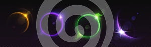 Solar full eclipse abstract neon light circle