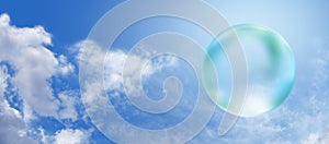 Solar Green Bubble on blue sky banner