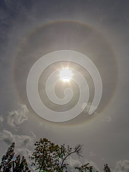 A solar halo appear in the early morning