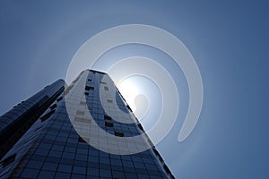 Solar halo with modern buildings