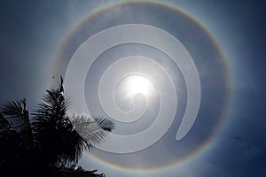 Solar halos with the sun in the center. photo