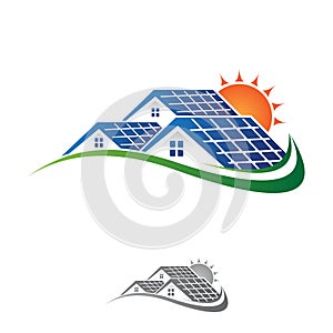 Solar home and sun save energy power and natural