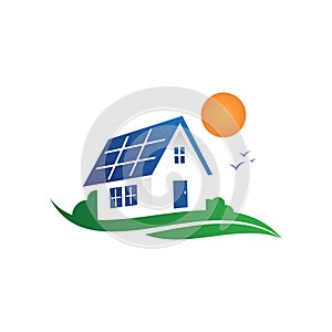 Solar home and sun save energy power and natural