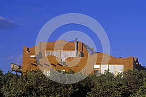 Solar House at sunset in Santa Fe, NM