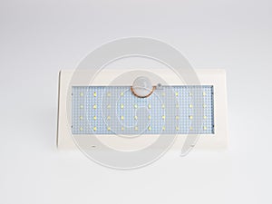 Solar LED lamp with motion sensor on a background.