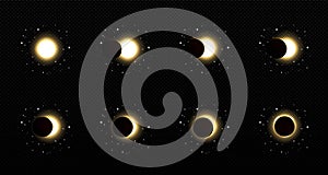 Solar or lunar eclipse on transparent background