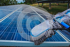 Solar panel, alternative electricity source - concept of sustainable resources, This`s the sun tracking systems, Cleaning will