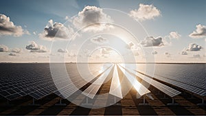 Solar Panel Array at Dawn