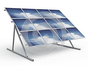 Solar panel array isolated on white background