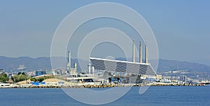 Solar panel at Barcelona Forum and Central Termica del Besos